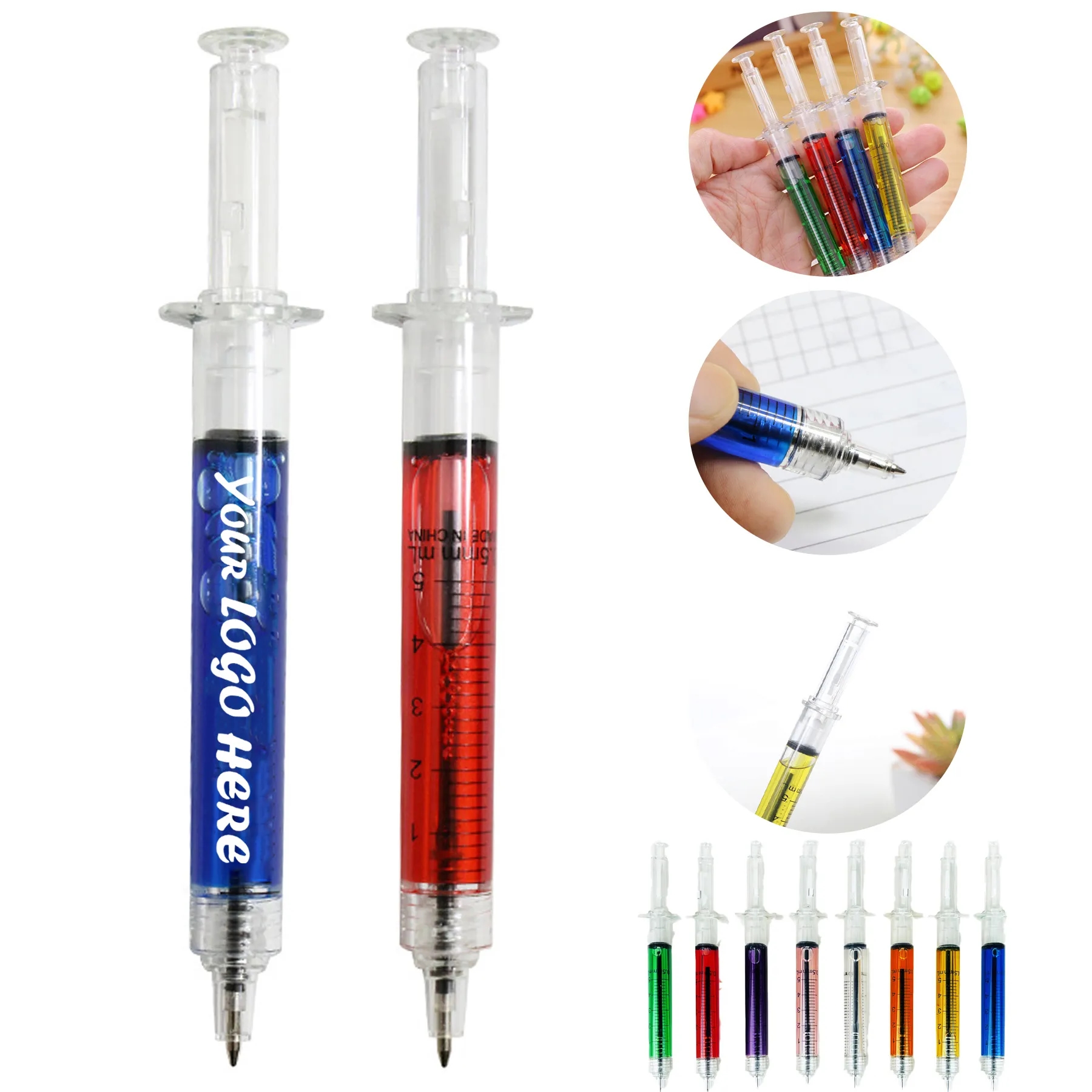 Syringe Shape Ballpoint Pen With Black Ink For Clinics