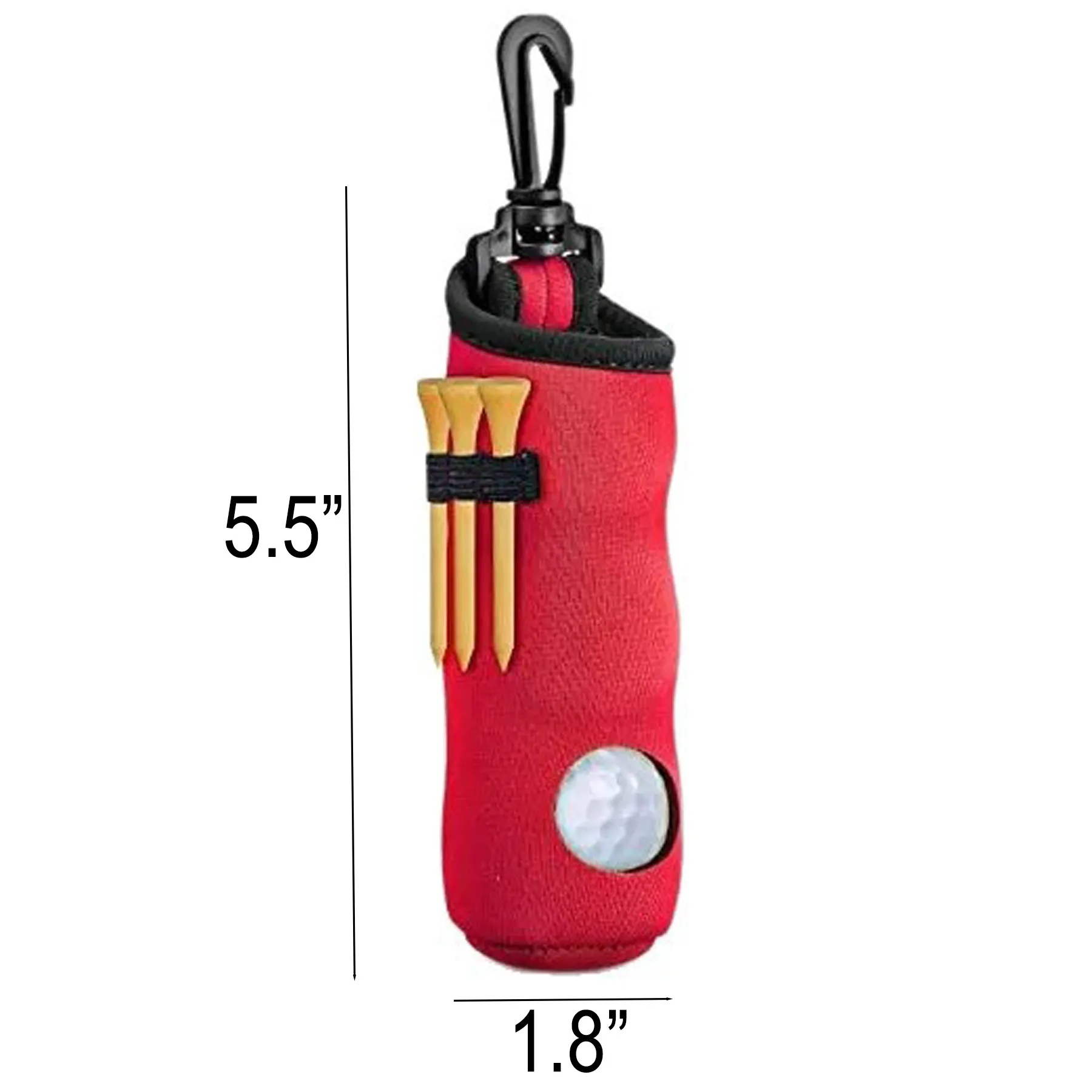 Neoprene Golf Ball Pouch With Tee Holder And Clip - Image 2