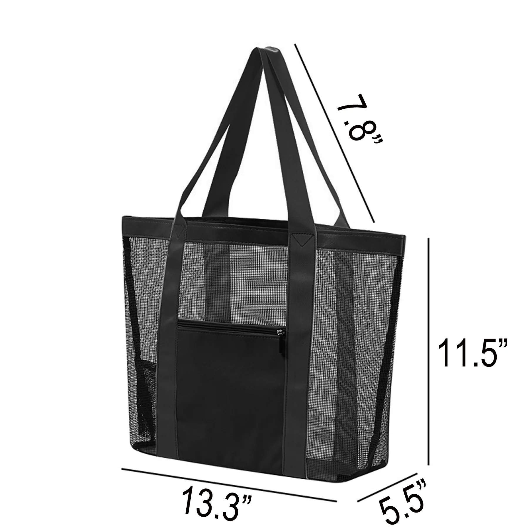 Lightweight Mesh Beach Tote Bag With Zipper Pocket - Image 2