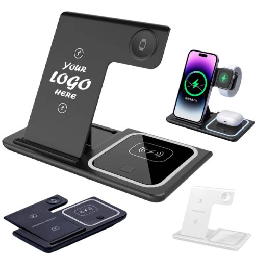 Foldable 3-In-1 Wireless Charging Station For Desks