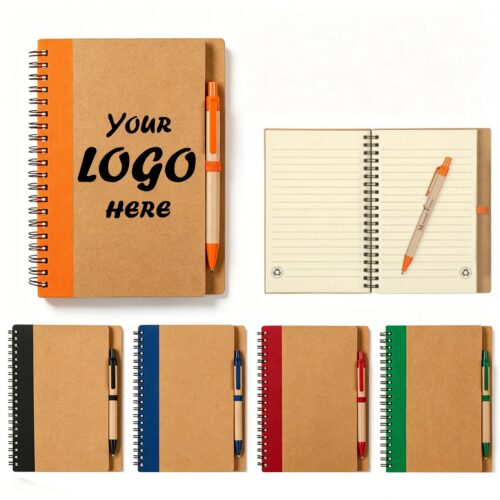 Recycled Spiral Notebook And Pen Set For Office Notes