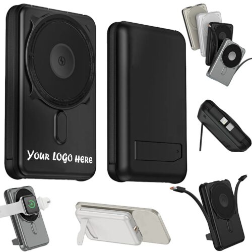 10000mAh Magnetic Wireless Power Bank With Built-In Cables