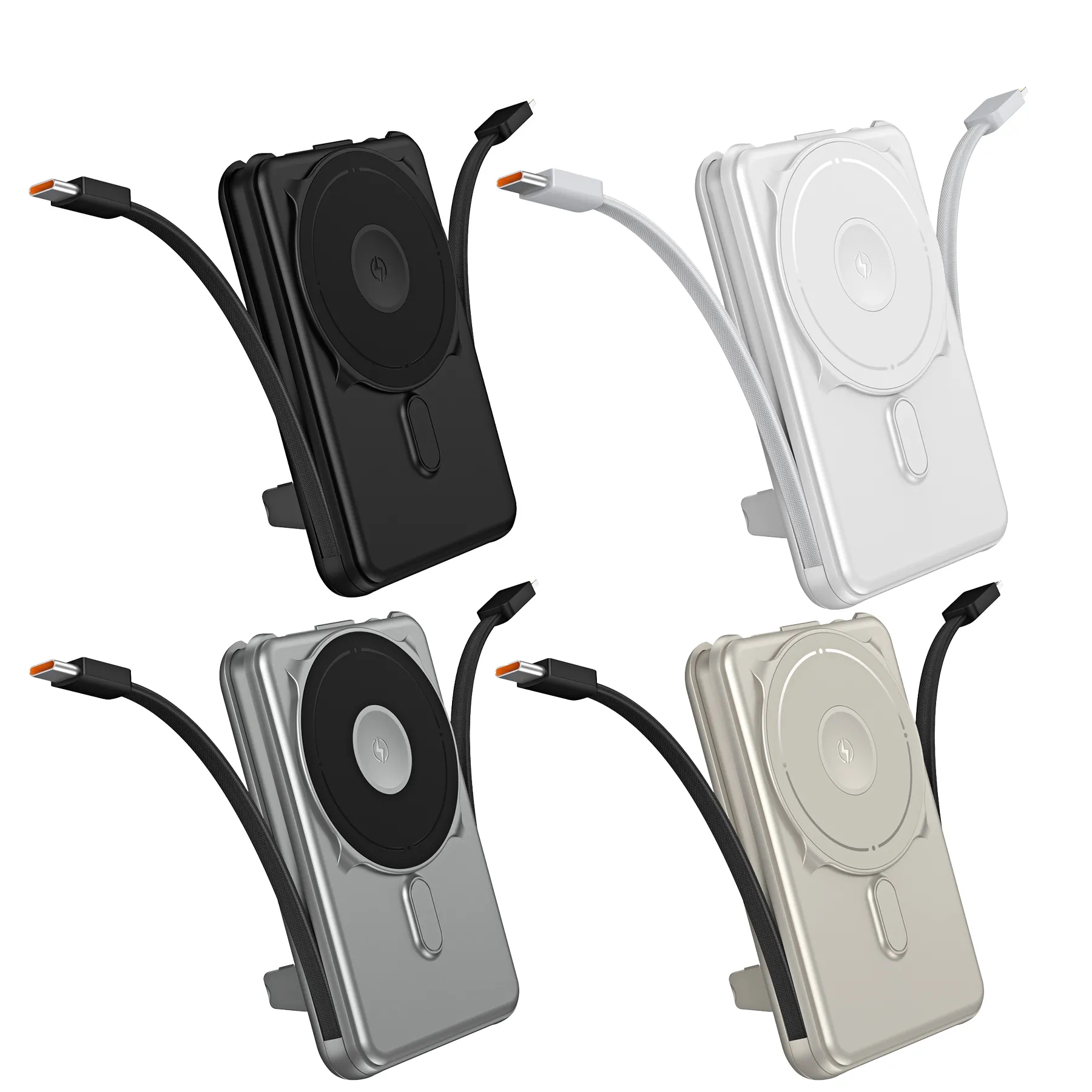 10000mAh Magnetic Wireless Power Bank With Built-In Cables - Image 3