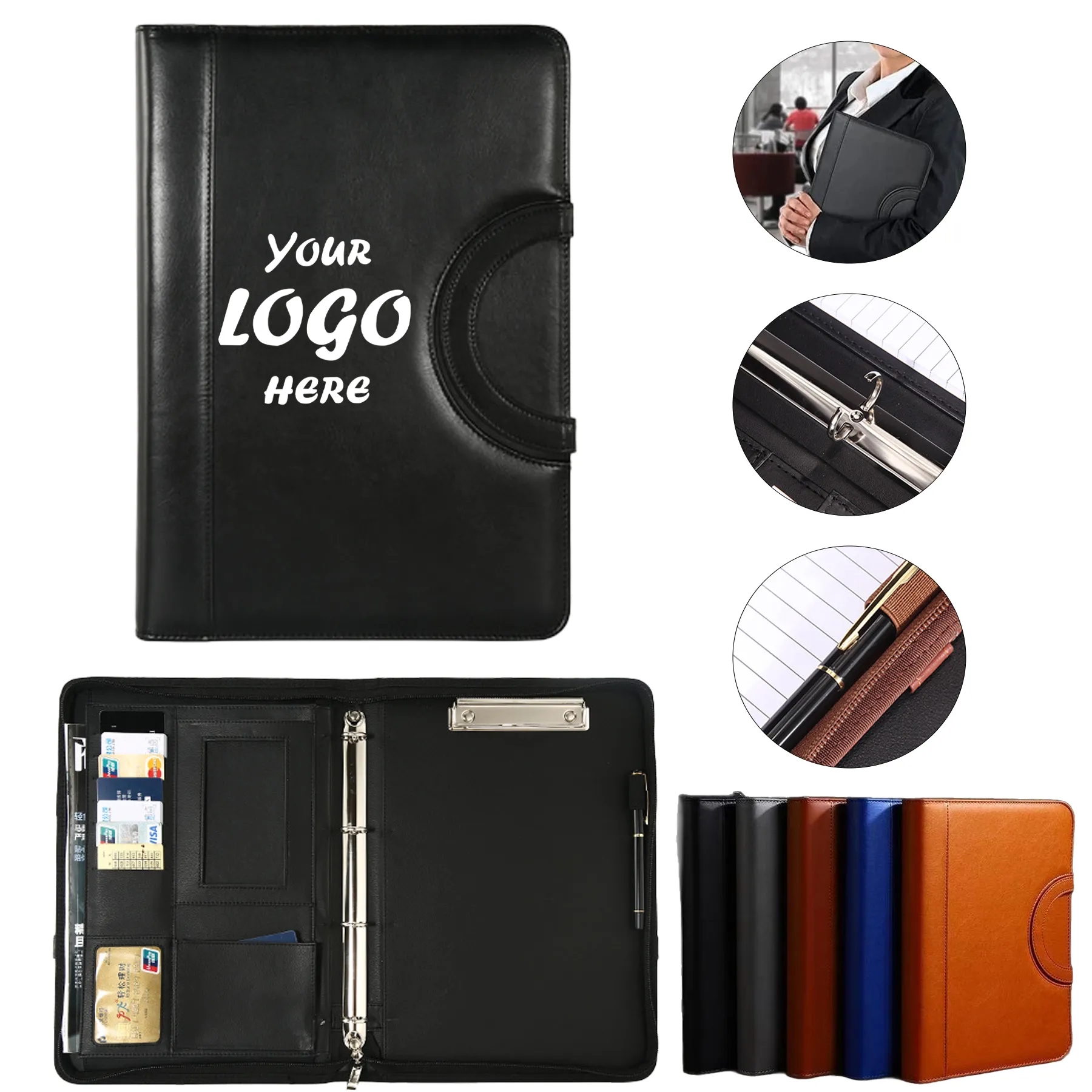 Zippered PU Leather Planner Binder With Calculator