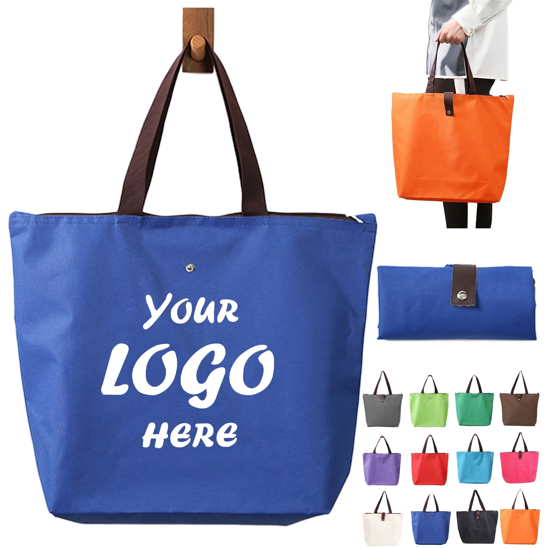 Foldable Oxford Grocery Tote Bag For Daily Shopping