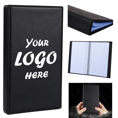 PU Leather Business Card Organizer With PVC Sleeves