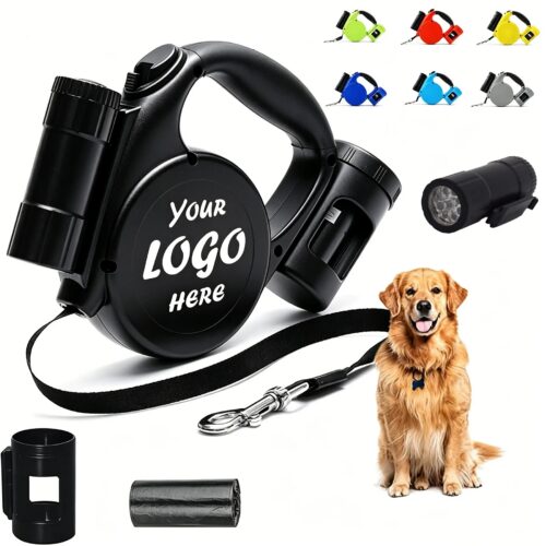 16FT Retractable Dog Leash With LED Light And Waste Bags