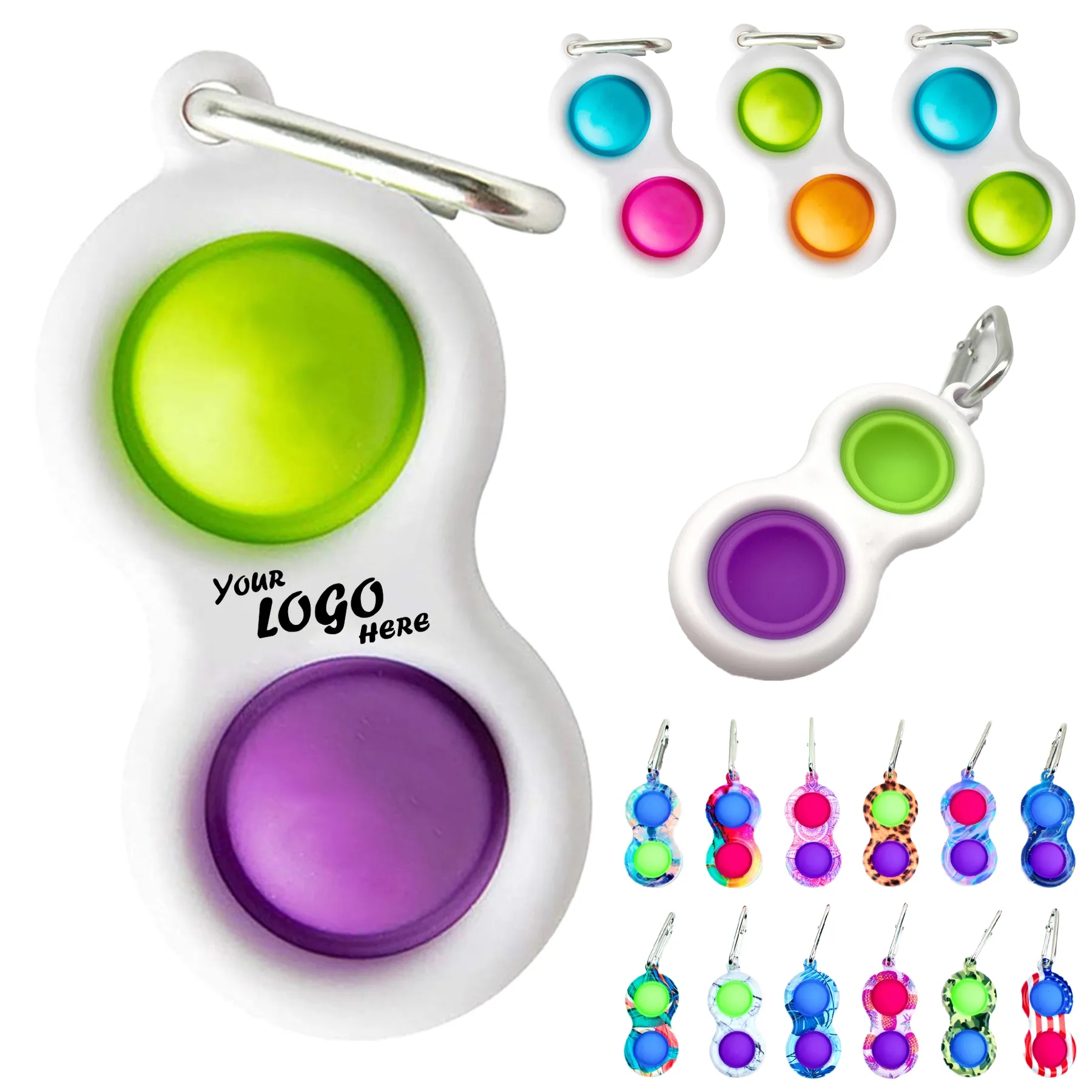 Bubble Popper Fidget Keychain With Carabiner Clip Set
