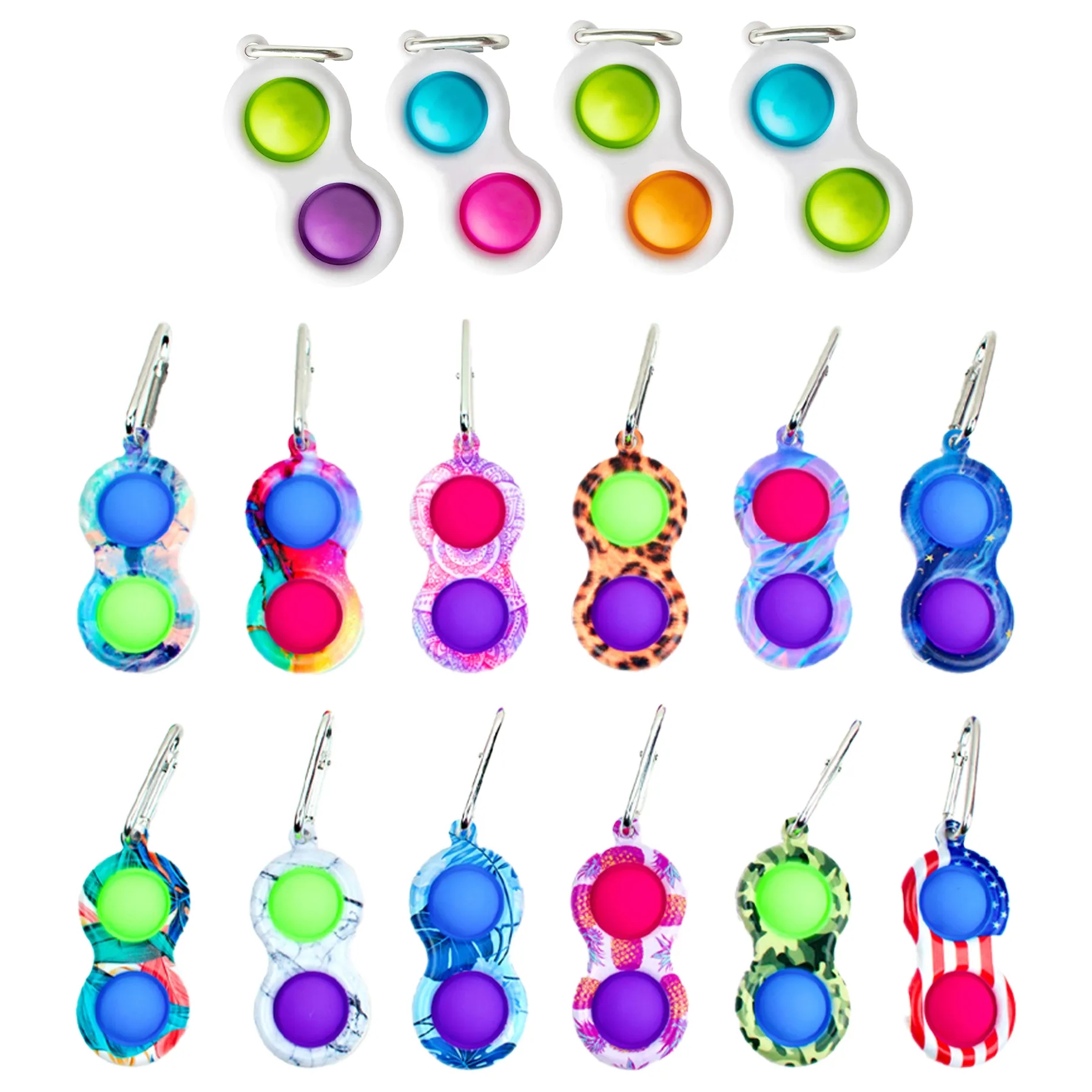 Bubble Popper Fidget Keychain With Carabiner Clip Set - Image 3
