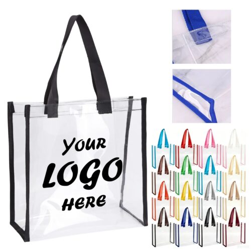 Clear PVC Stadium Tote Bag With 6 Inch Bottom Gusset