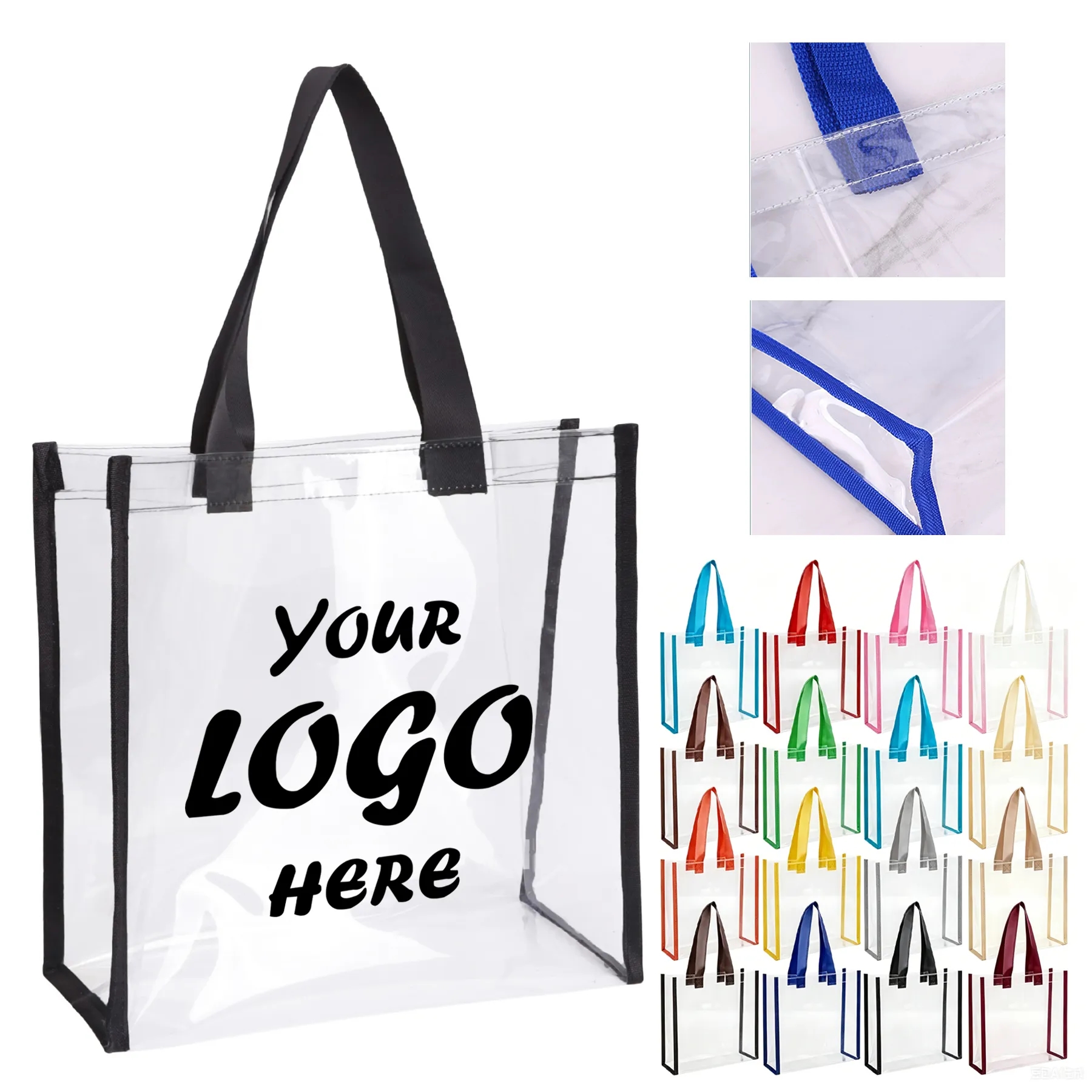 Clear PVC Stadium Tote Bag With 6 Inch Bottom Gusset