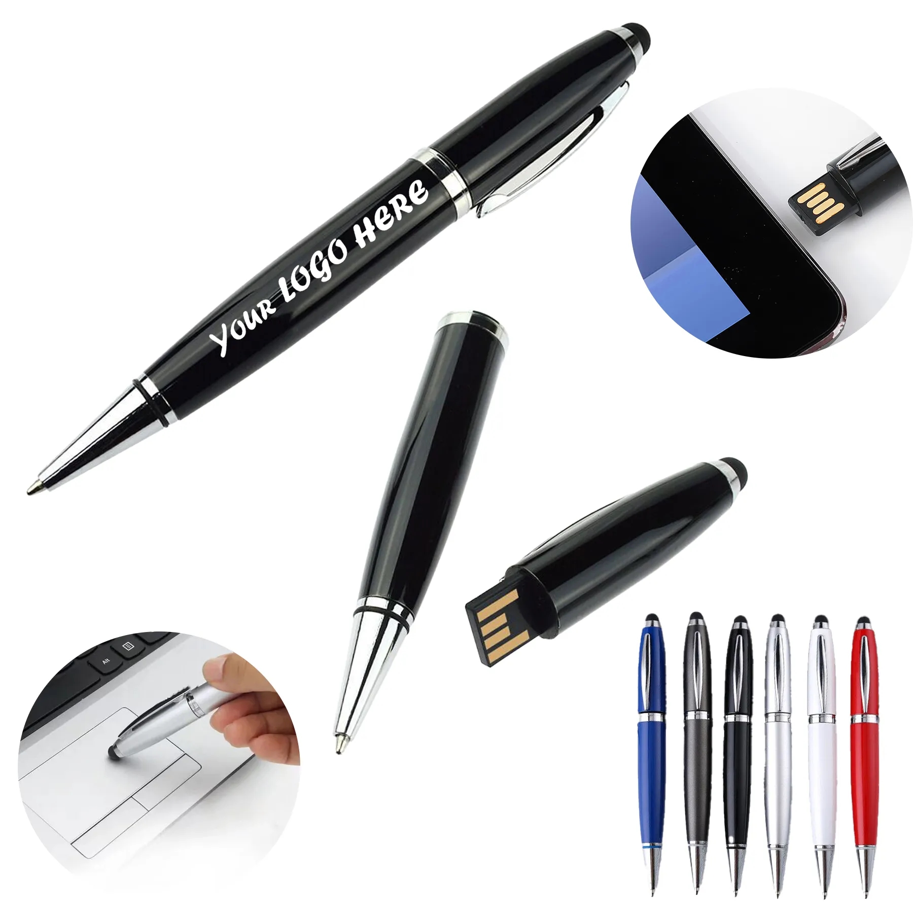 3-In-1 Stylus Pen USB Flash Drive With Ballpoint Tip