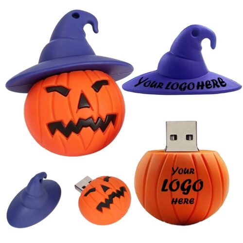 Halloween Pumpkin USB Flash Drive With Removable Cap