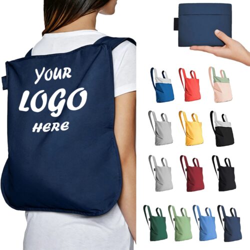 Convertible Cotton Backpack Tote Bag With Folding Pouch