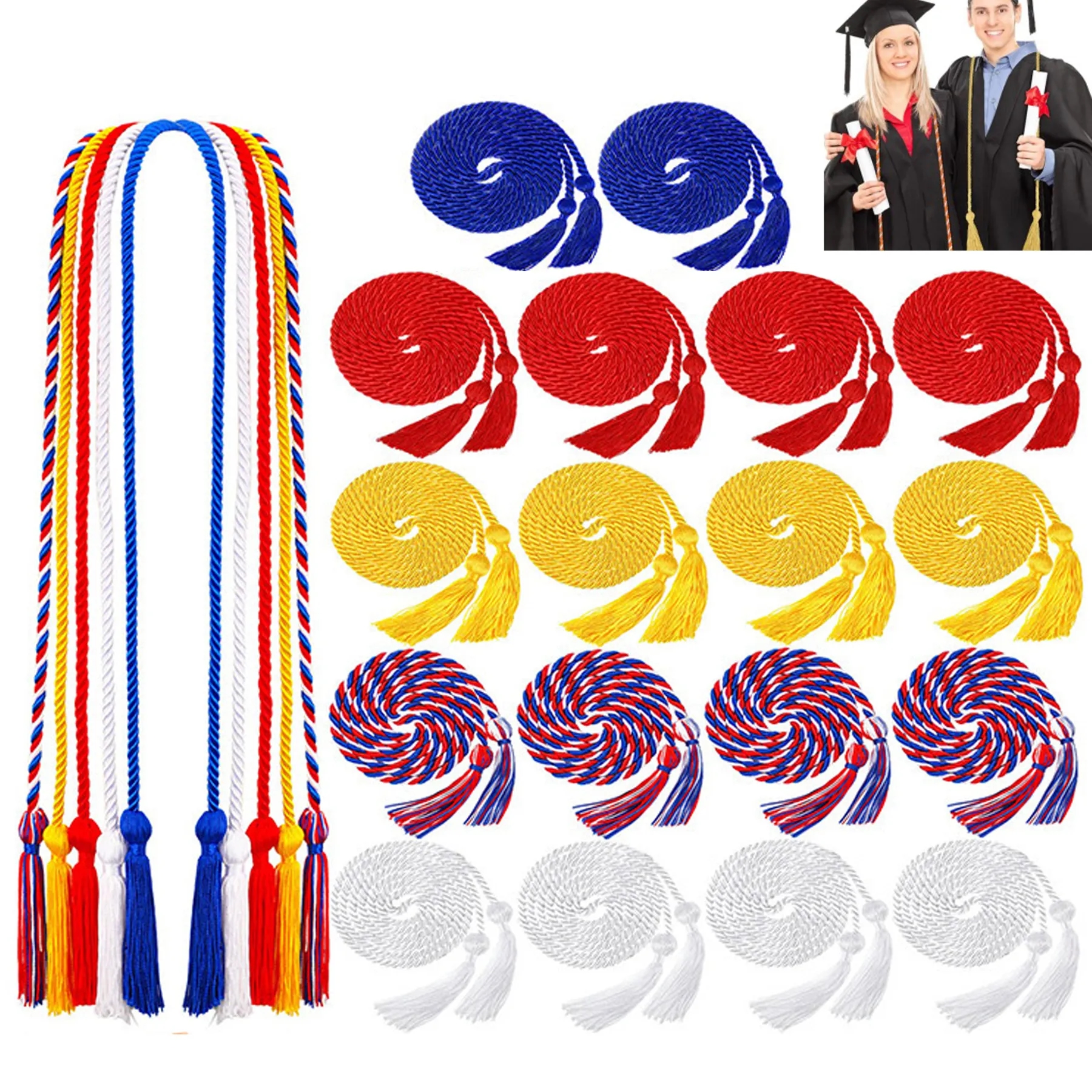 Double-Tied Graduation Honor Cords For Ceremonies Set