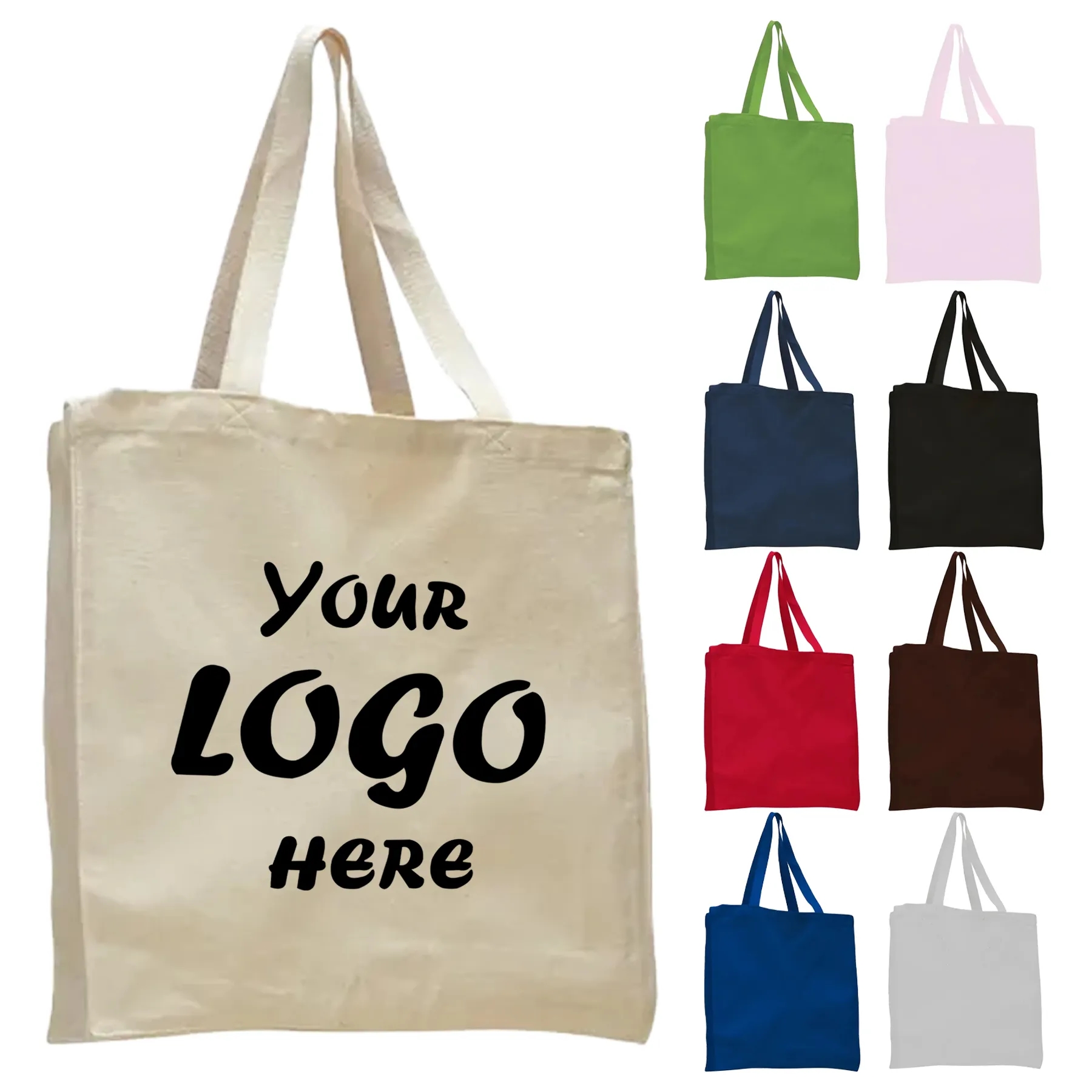 12 Oz Cotton Canvas Tote Bag With Full Side Gusset
