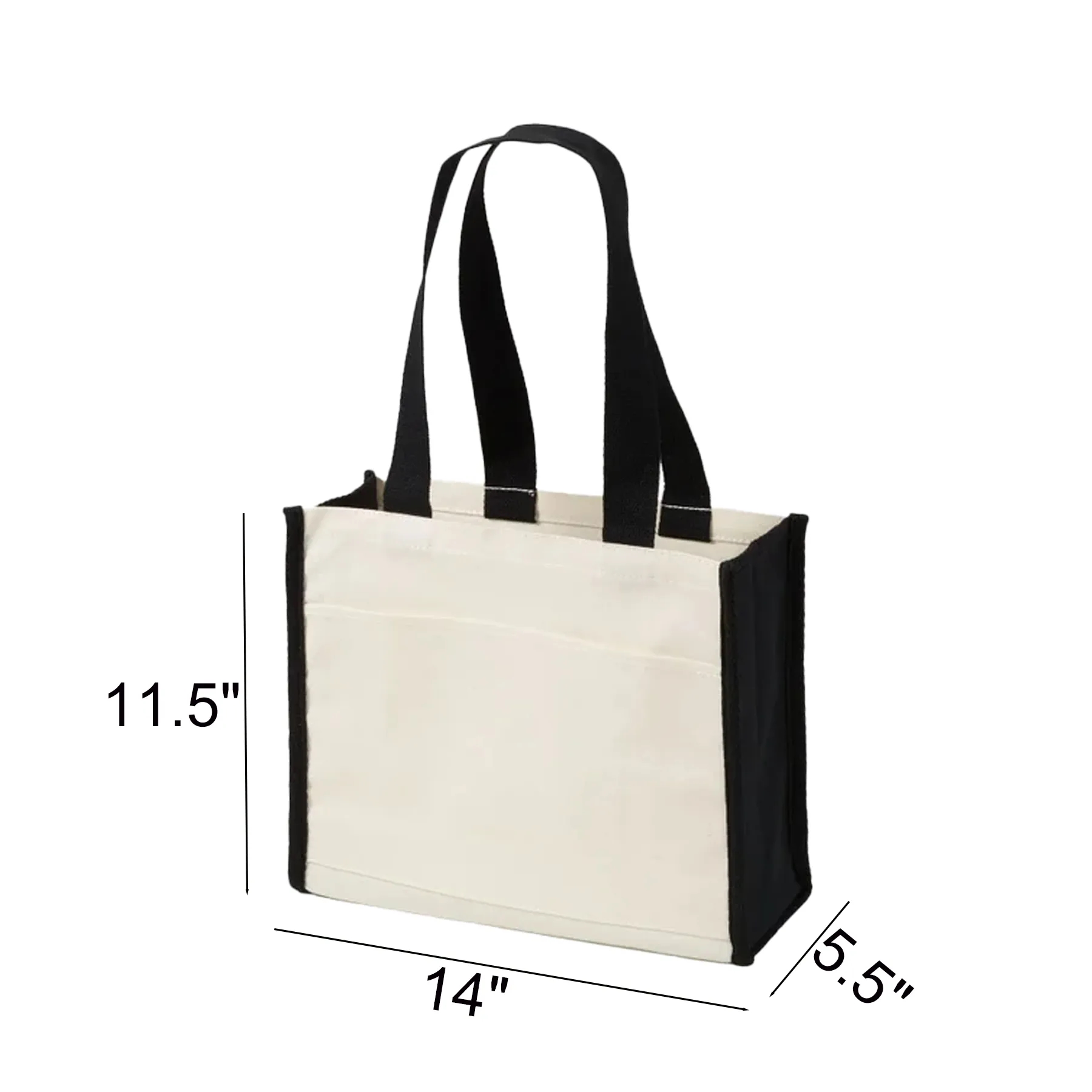 14 Oz Cotton Canvas Large Tote Bag With Front Pocket - Image 2