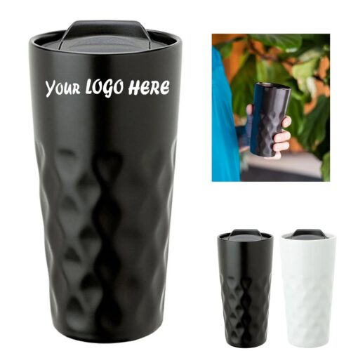 15 Oz Ceramic Travel Tumbler With Textured Grip Lid