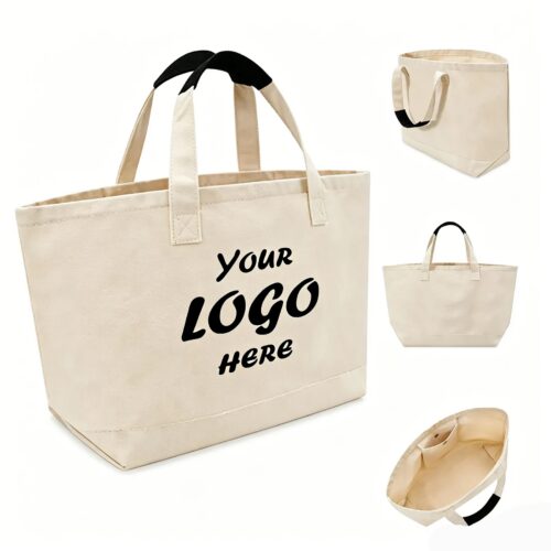 Heavy Cotton Canvas Tote Bag With Inside Snap Pocket