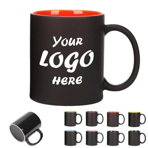 Two-Tone Matte Ceramic Coffee Mug With Color Interior