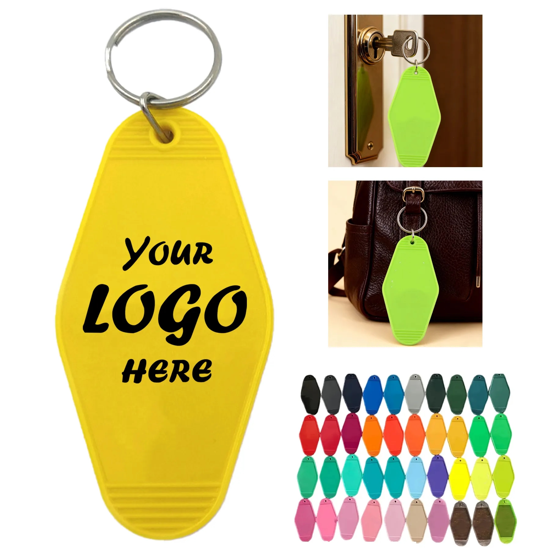 Vintage Motel Style Plastic Keychain With Split Ring