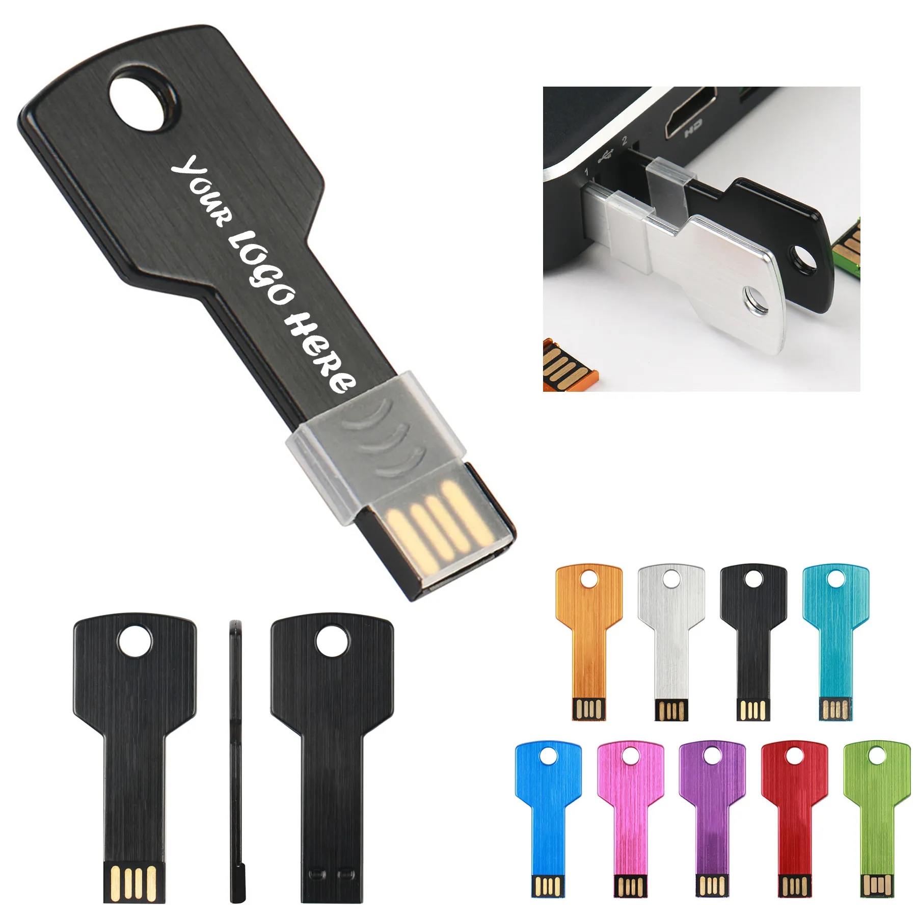 Compact Key Shape USB 2.0 Flash Drive With Metal Body