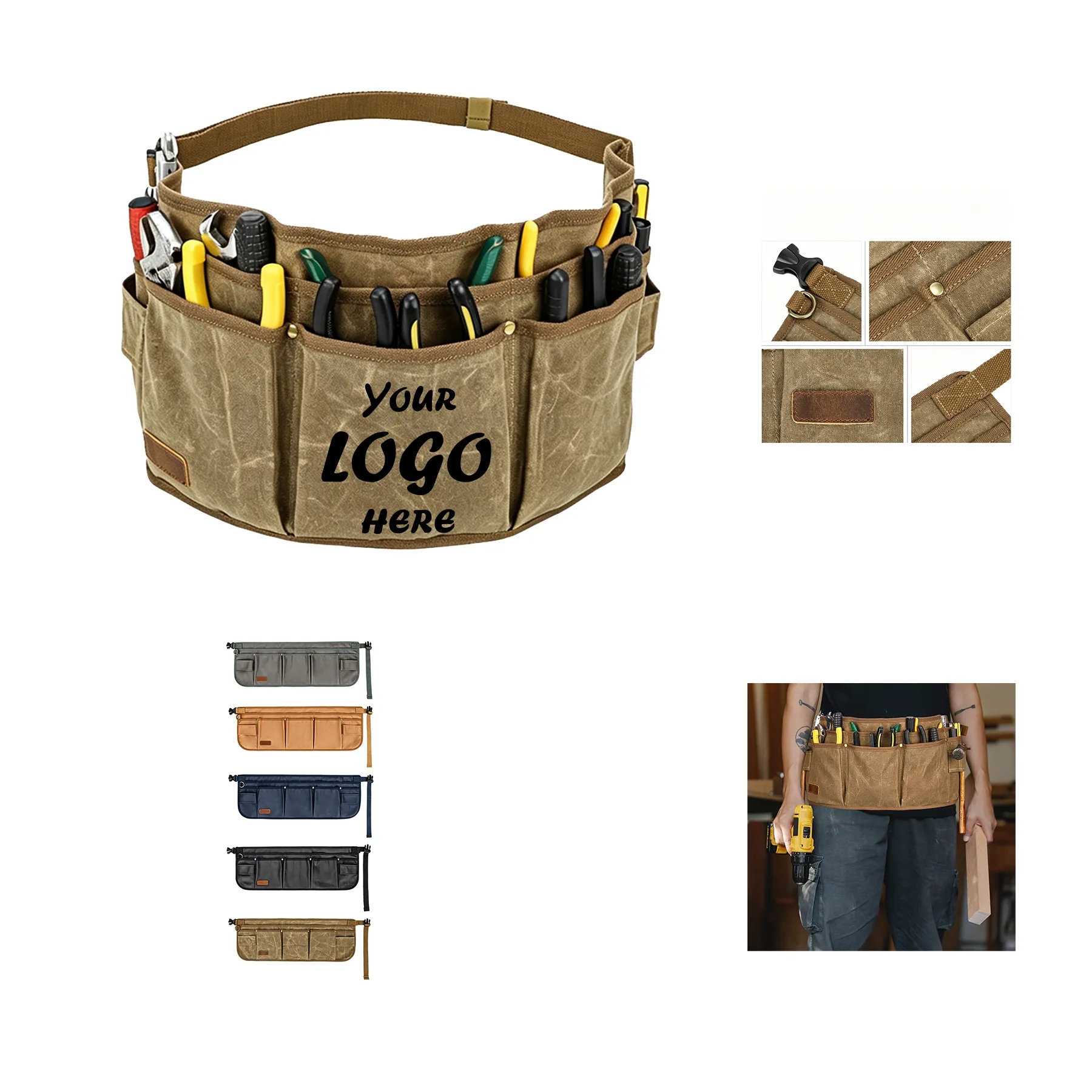 Heavy Duty Tool Belt Pouch With Plastic Hook Clips