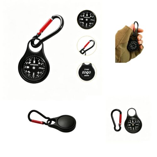 Mini Keychain Compass With Carabiner For Outdoor Kits