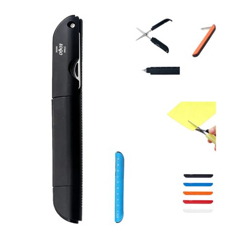 Multi Tool Ballpoint Pen With Scissors Ruler And Knife