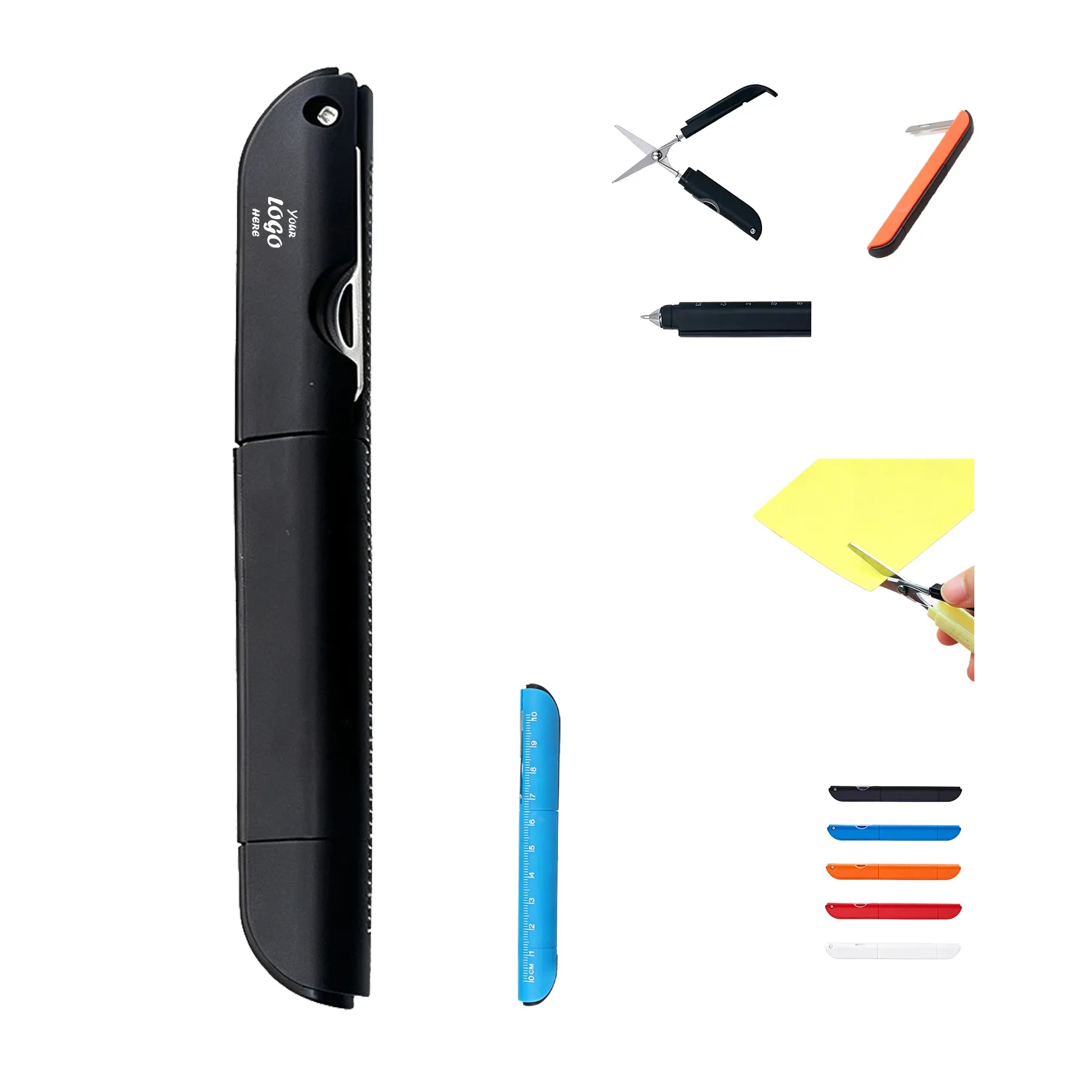 Multi Tool Ballpoint Pen With Scissors Ruler And Knife