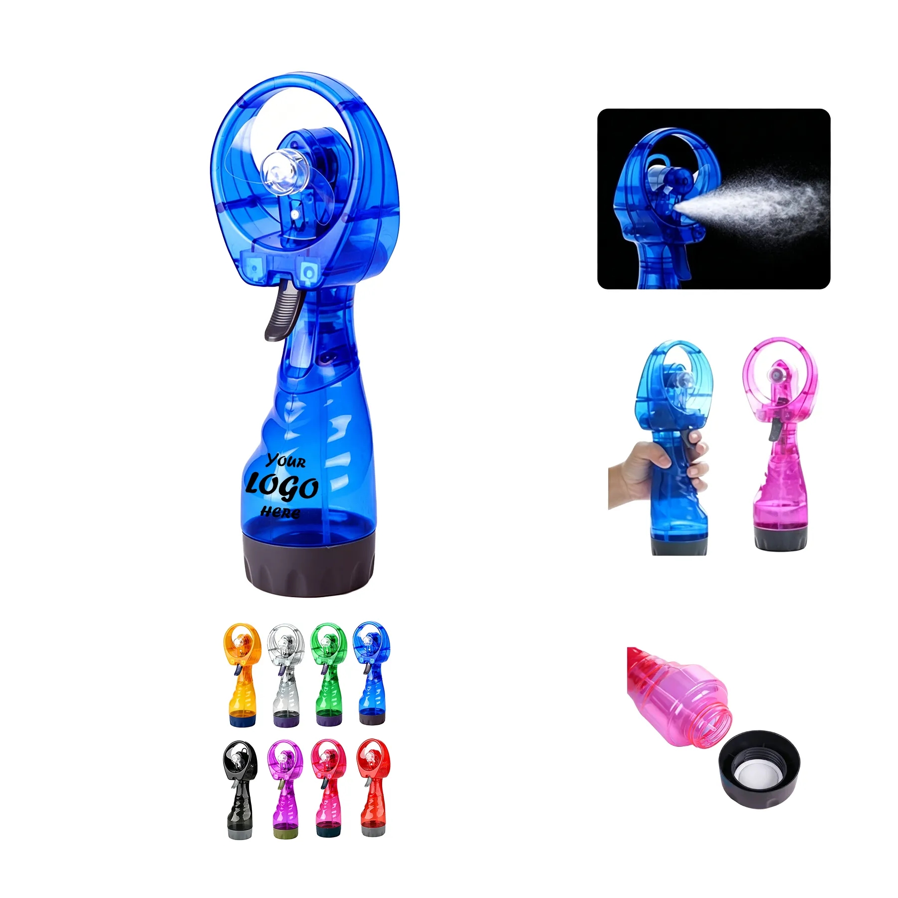 Handheld Spray Cooling Fan With Soft Safety Blades