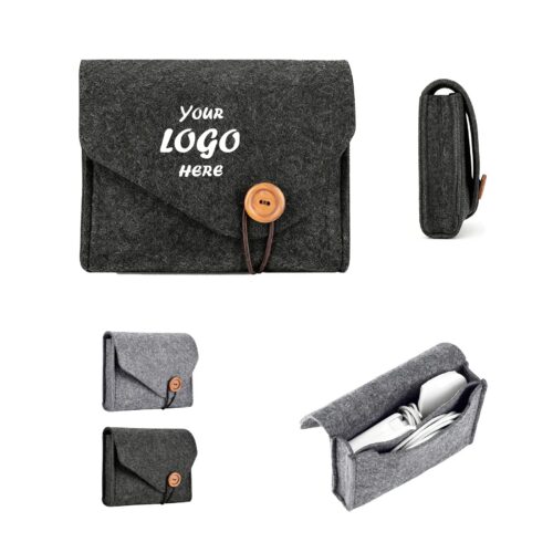 Felt Electronics Organizer Pouch For Cords And Chargers