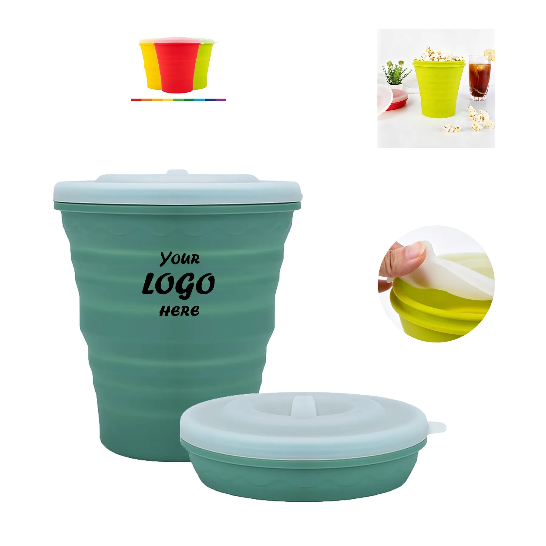 Foldable Silicone Popcorn Bucket For Movie Night Snacks