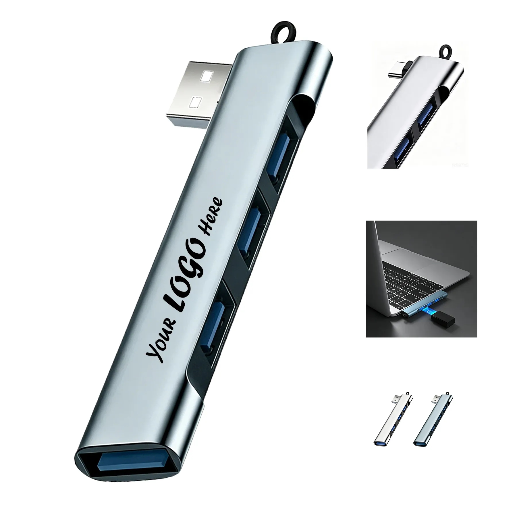 Four-Port USB 3.0 Hub Extender For Laptops And Desks