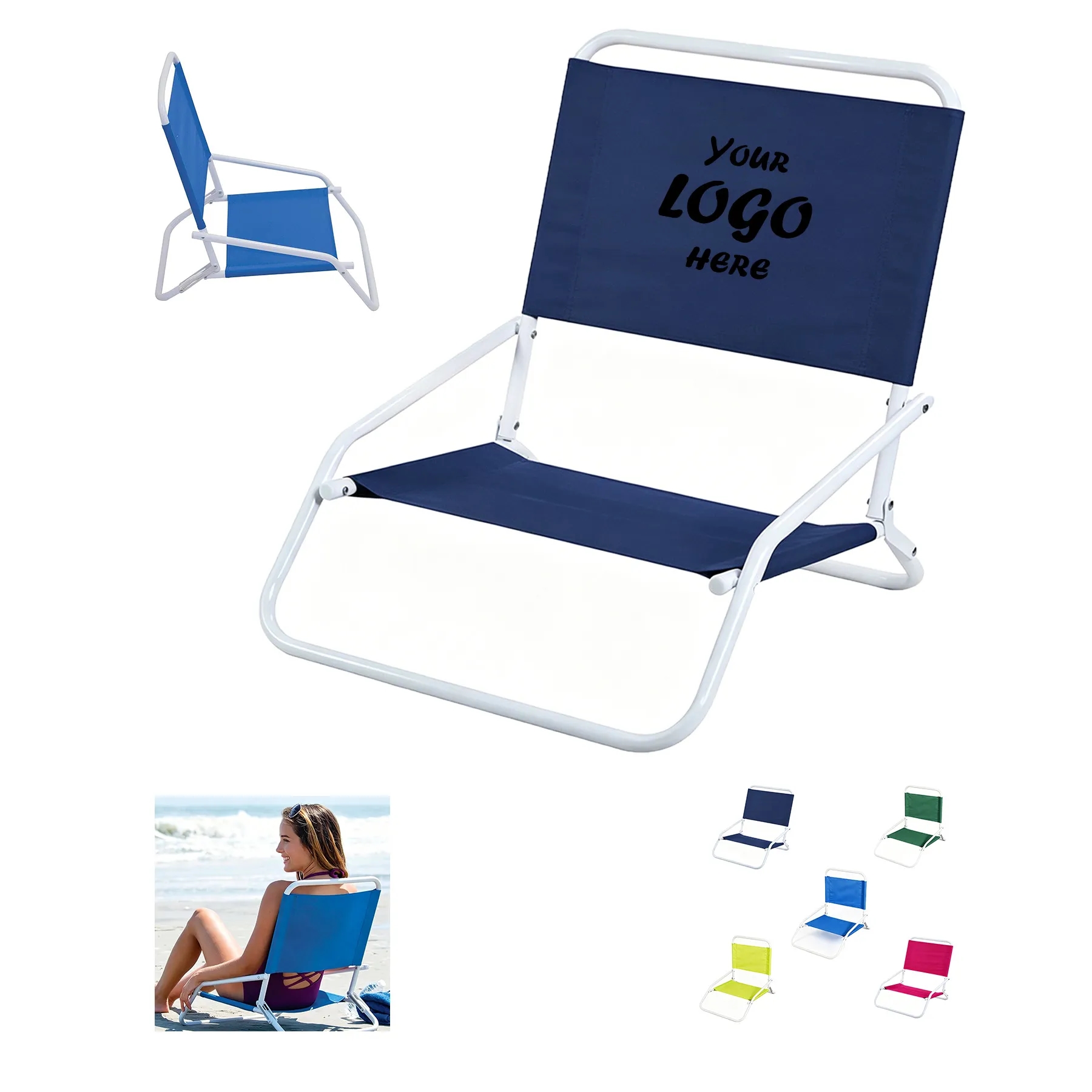One Position Folding Beach Chair With Steel Frame Seat