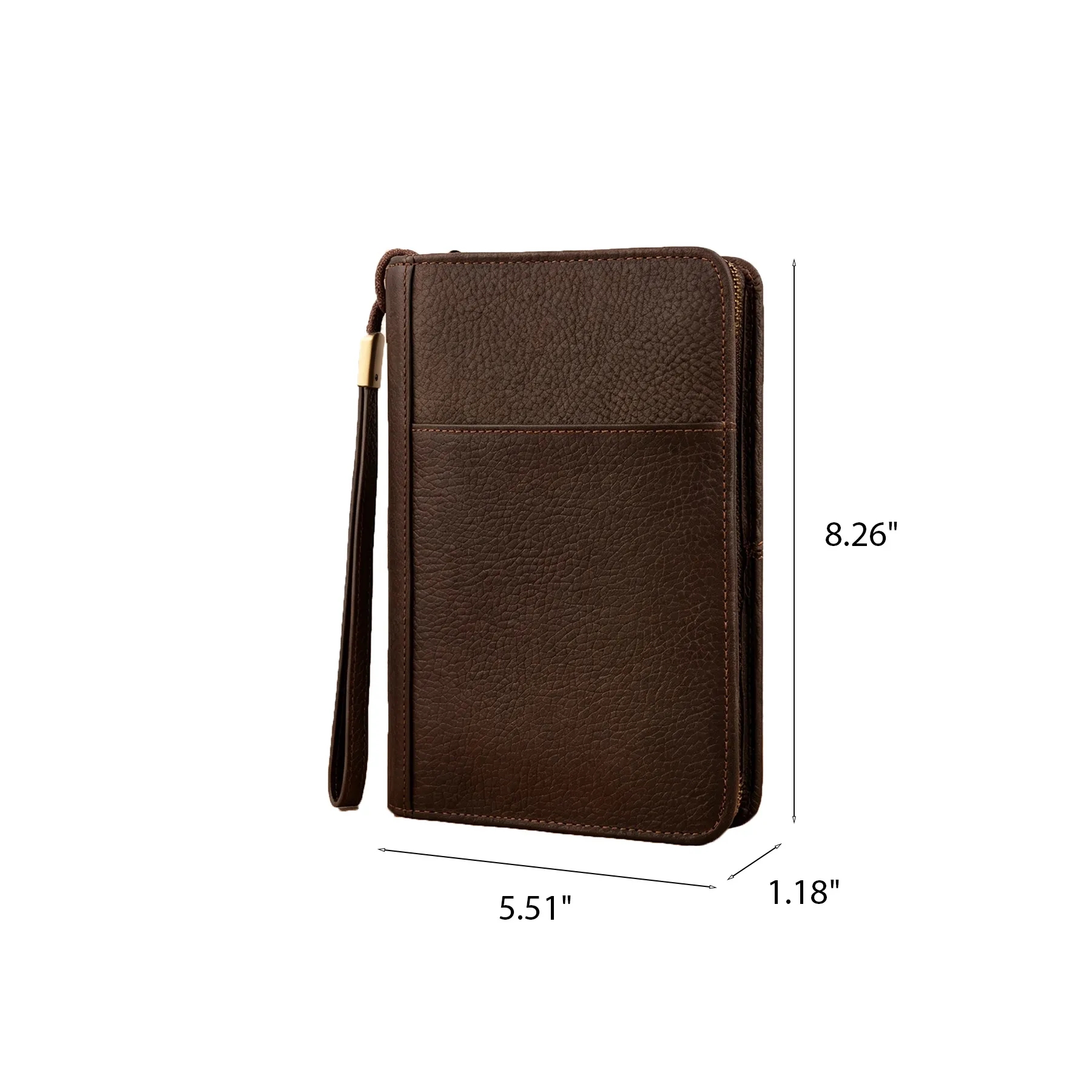 Genuine Leather Five Cigar Travel Case With Wrist Zip - Image 2