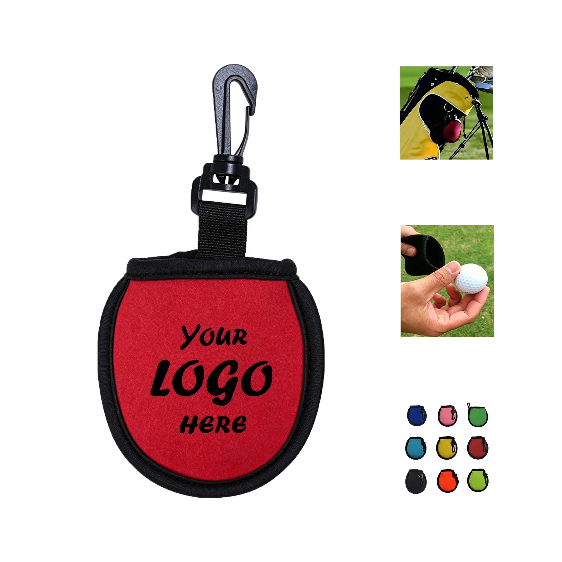 Neoprene Golf Ball Cleaning Pouch With Plastic Clip