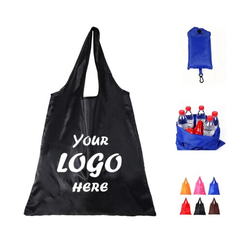 Foldable Oxford Grocery Tote Bag With Pocket Pouch