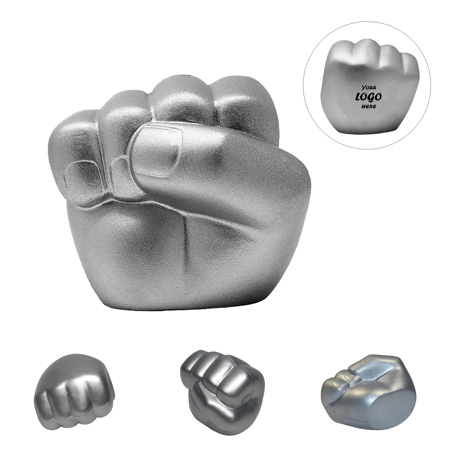 Silver Fist PU Foam Stress Reliever For Unity Events