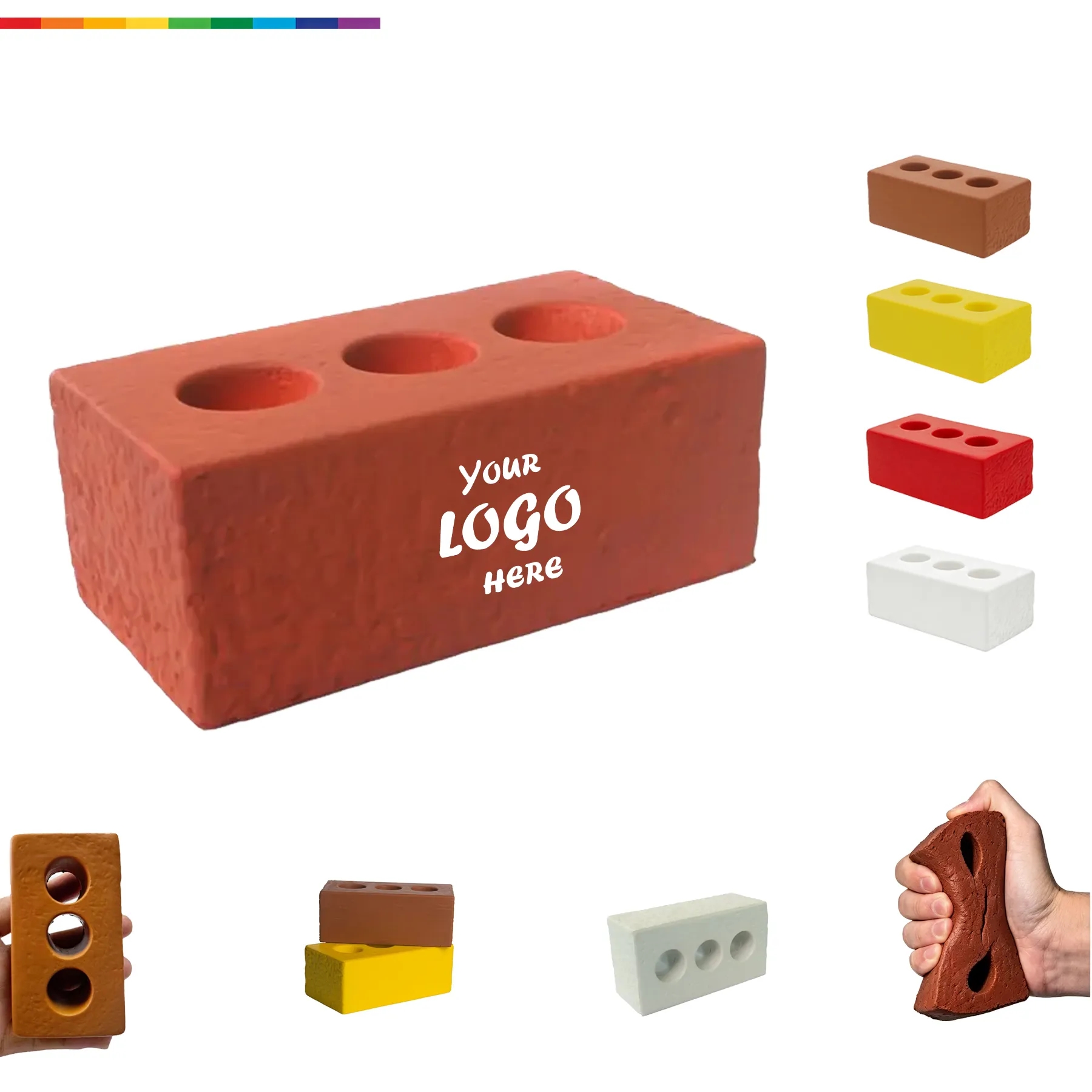 Three Hole PU Foam Brick Stress Reliever For Desks