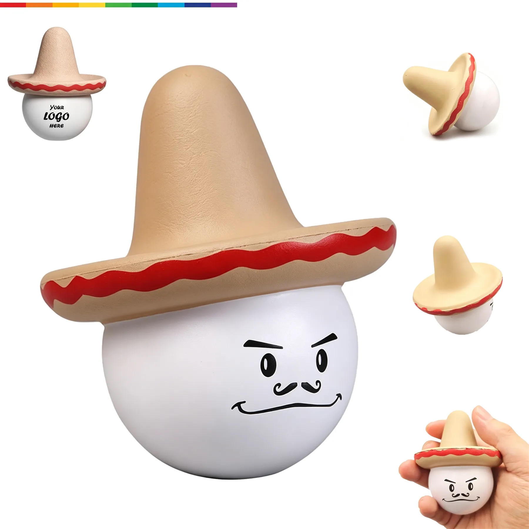 Sombrero Face PU Foam Stress Reliever For Fiesta Events