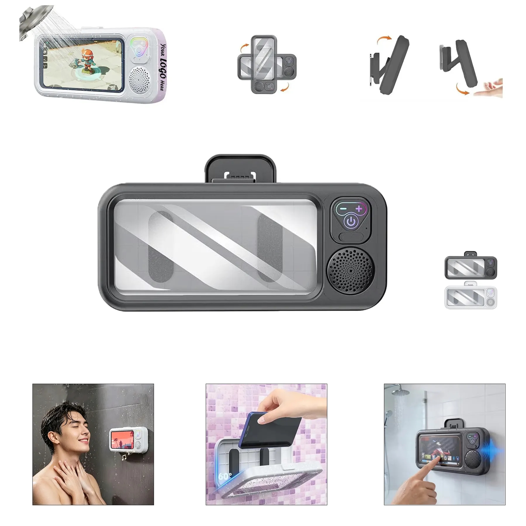 Bluetooth Shower Phone Holder With Waterproof Touch Case