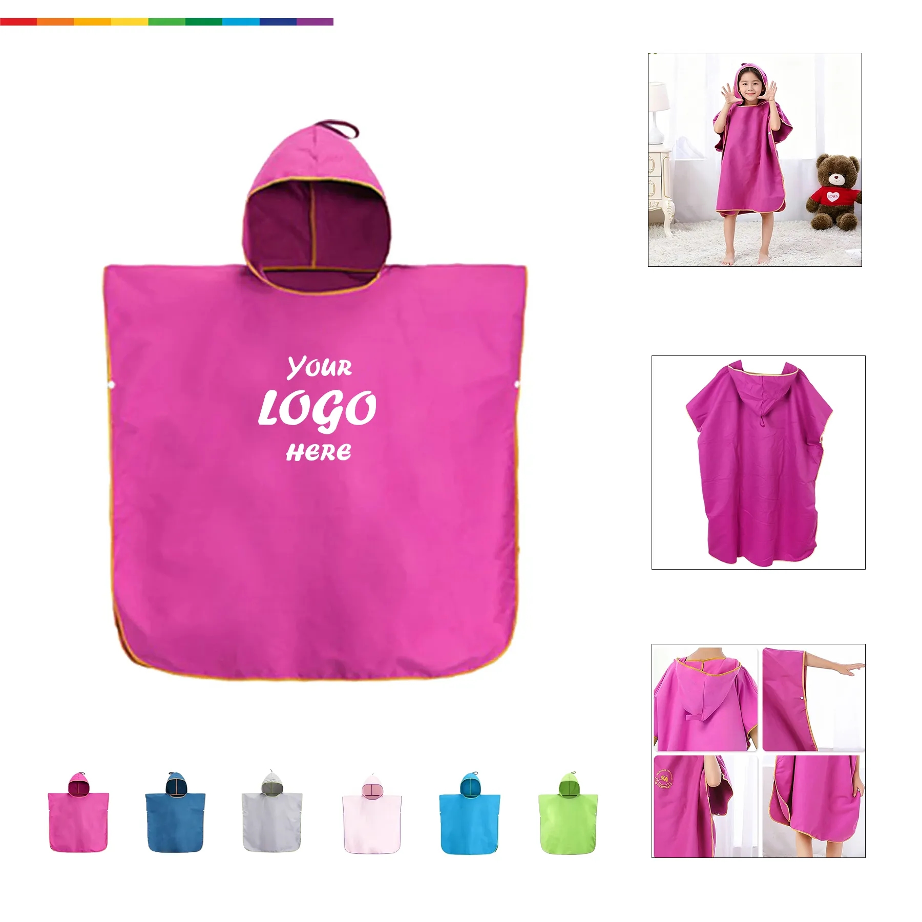 Quick Dry Kids Hooded Bath Towel For Beach And Pool