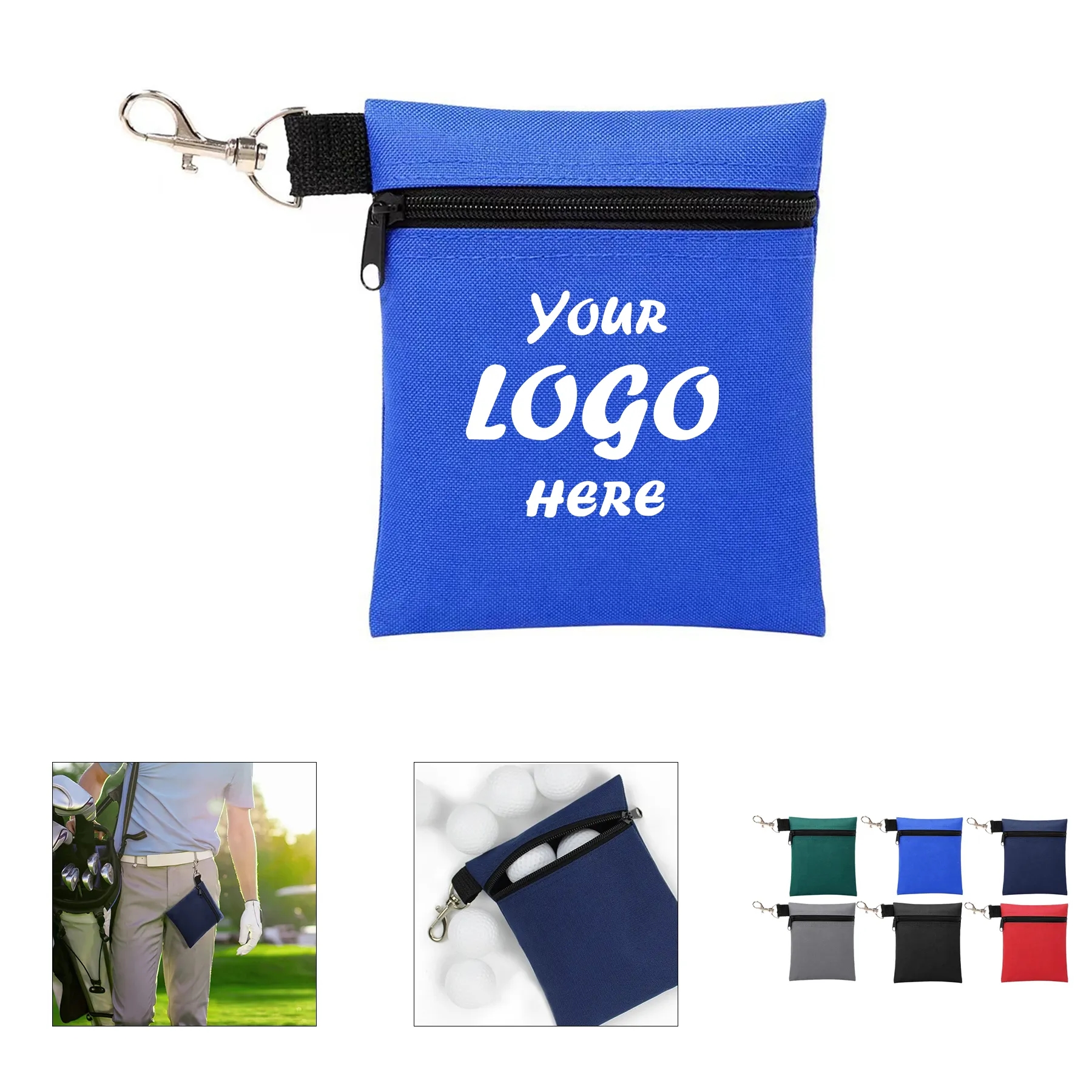 Portable Nylon Golf Ball Pouch With Waist Clip