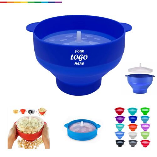 Collapsible Silicone Popcorn Popper Bowl With Handles