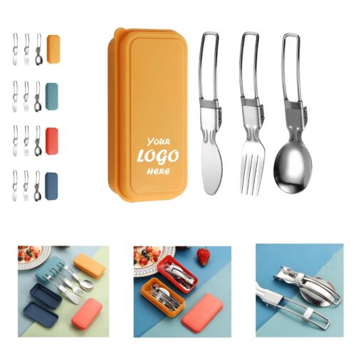 Reusable Stainless Steel Folding Cutlery Set For Travel