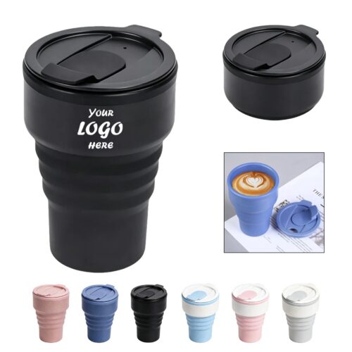 Collapsible 13 Oz Silicone Travel Coffee Mug With Lid