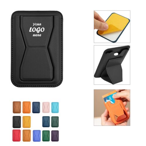 Magnetic PU Phone Card Wallet With Kickstand Holder