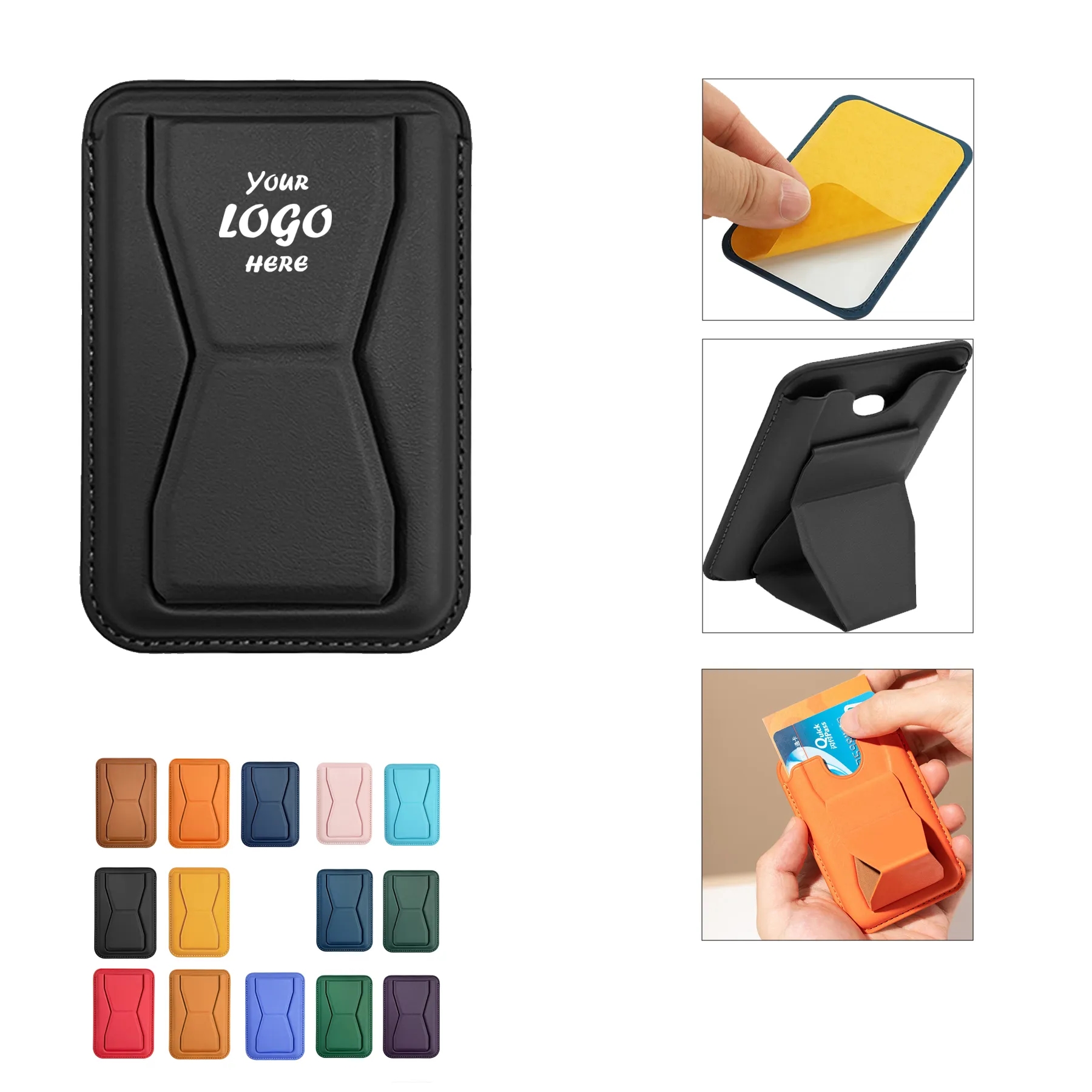 Magnetic PU Phone Card Wallet With Kickstand Holder