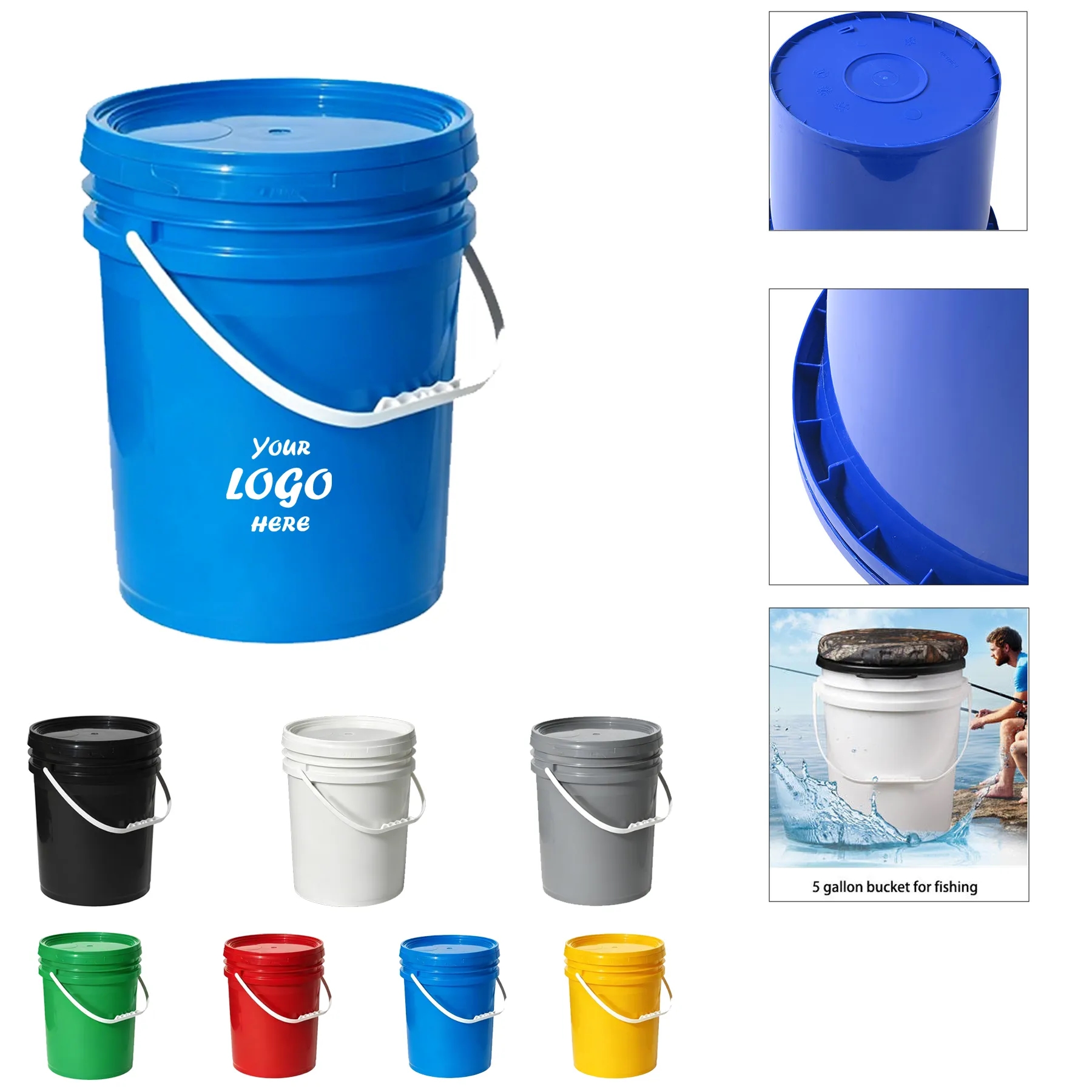 Five Gallon Plastic Bucket With Snap Lid And Handle